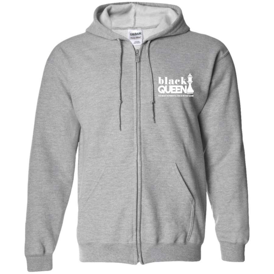 Black Queen Embroidered Gildan Zip Up Hooded Sweatshirt