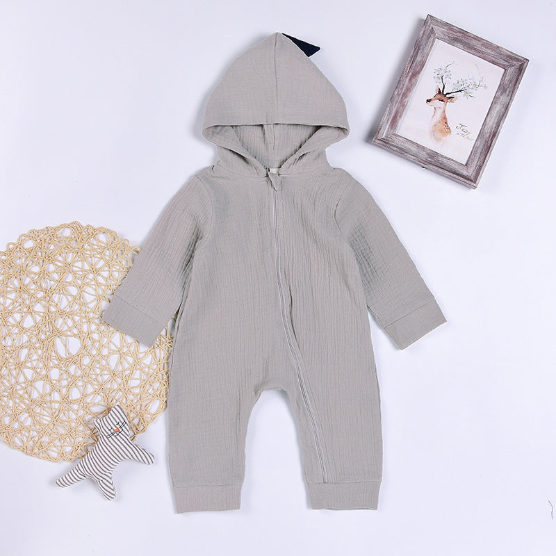 Cartoon Dinosaur Design Hooded Baby Rompers Newborn Clothing Cotton Long Sleeve Jumpsuits Boys