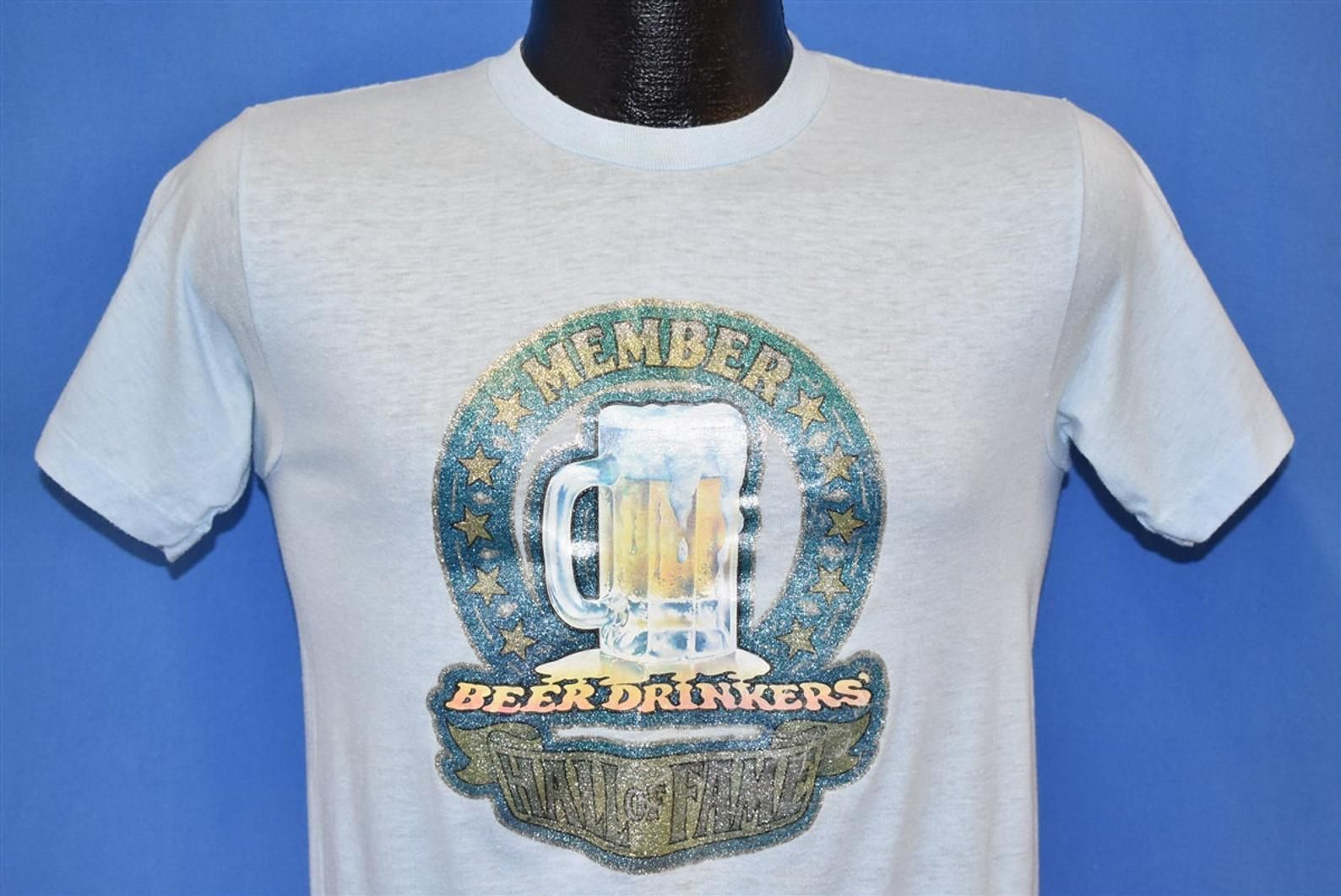 70S Beer Drinkers Hall Of Fame Member Glitter Iron On Soft T-Shirt