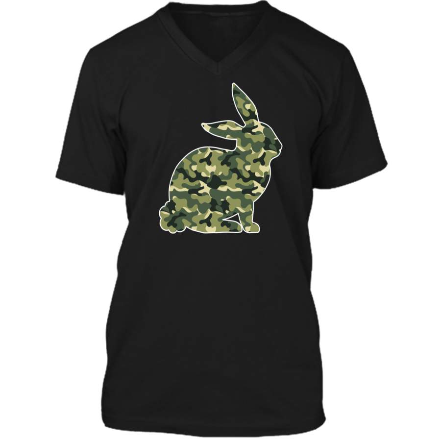 Easter Bunny Camo Rabbit Happy Easter T-Shirt Mens Printed V-Neck T