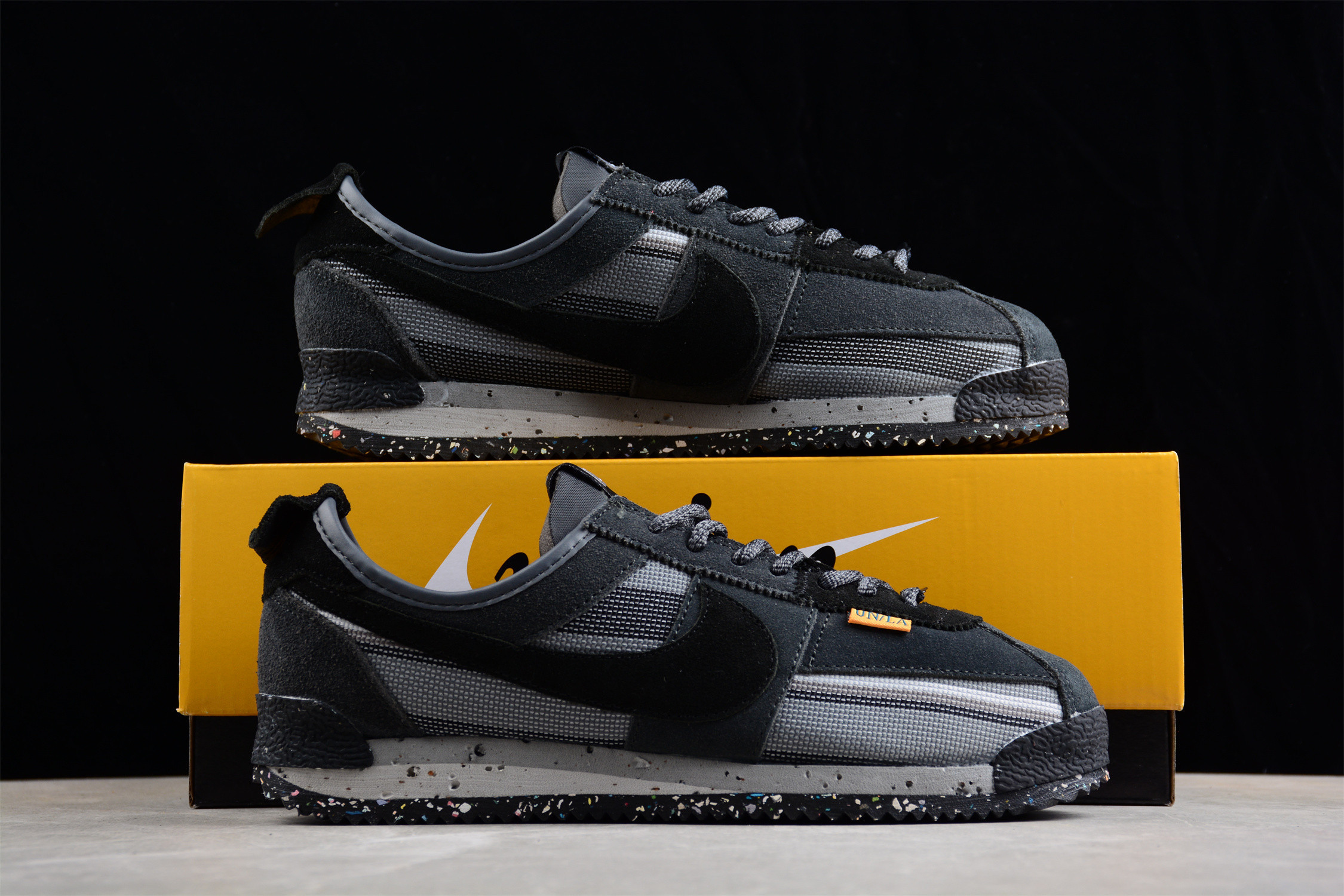 Union LA x Nike Cortez Dark Grey Black Shoes Sneakers SNK748415377