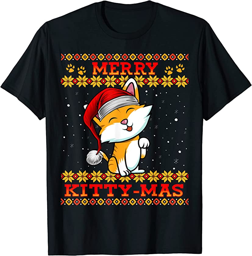 Merry Kitty-Mas Cute Kitten Cat Lady Christmas Holiday Xmas T-Shirt