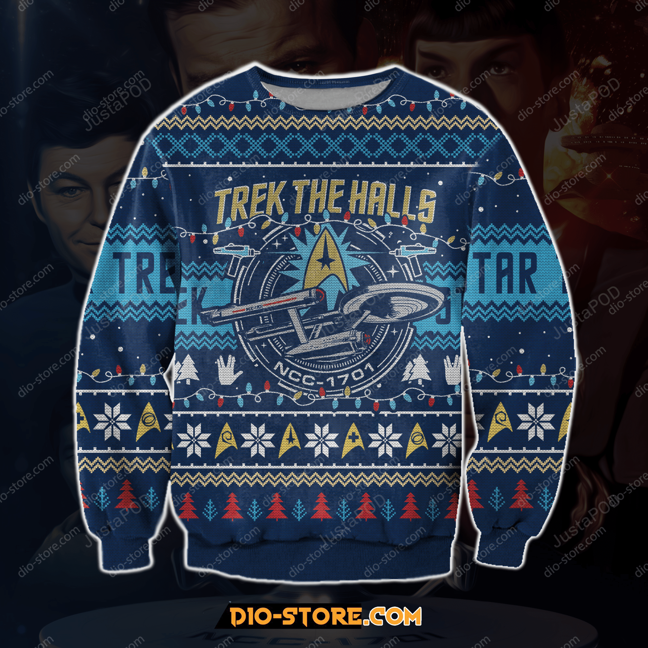 Trek The Halls Ugly Christmas Sweater, All Over Print Sweatshirt