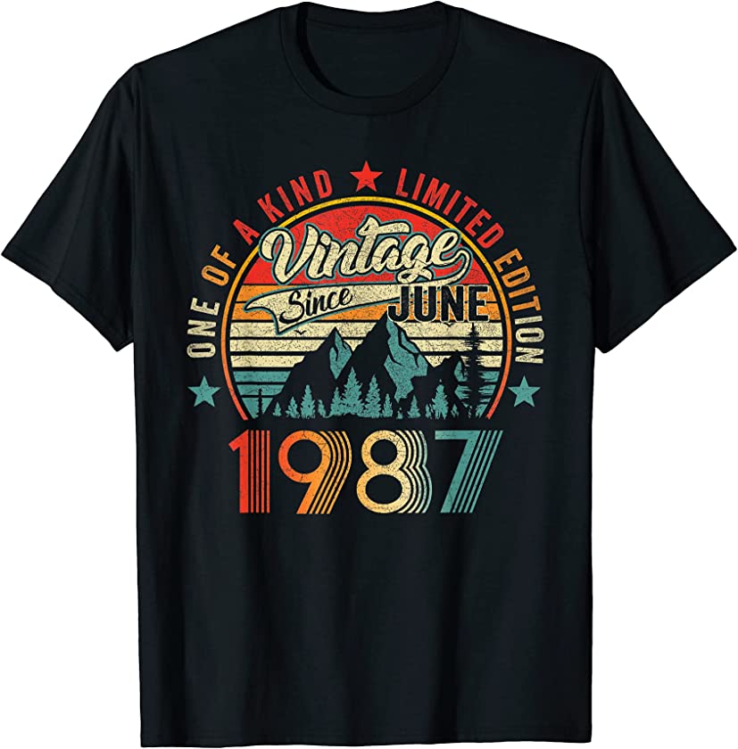 34 Birthday Apparel Vintage June 1987 34 Year Old T-Shirt