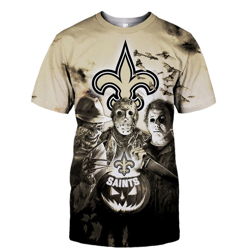 New Orleans Saints T Shirt 3D Halloween Horror Night T Shirt