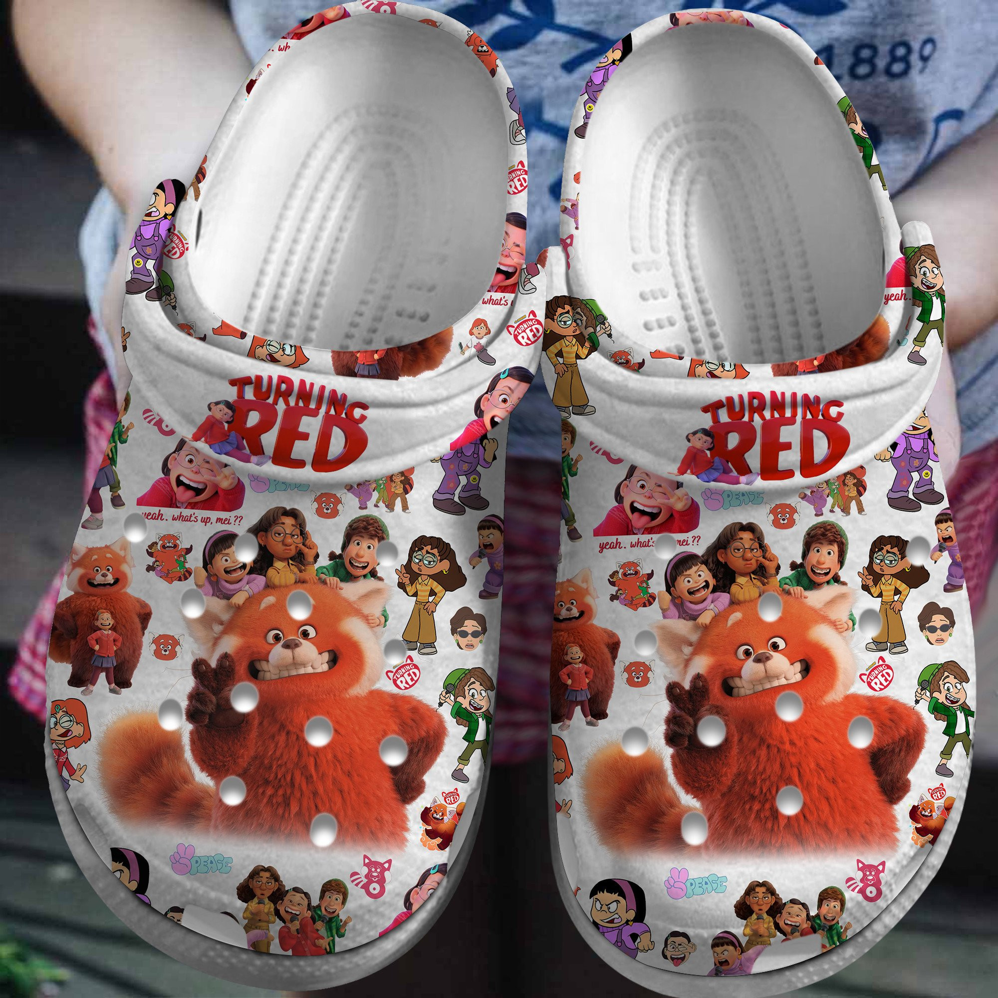 Turning Red Cartoon Crocs Crocband Clogs Shoes Comfortable For Men Women and Kids