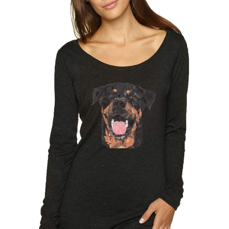 Rotteiler Dog Animal Lover Womens Scoop Long Sleeve Top