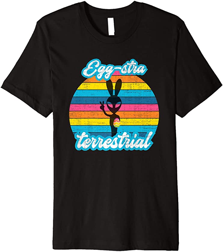 Vintage ET Egg-straterrestrial Retro Easter Bunny Grey Alien Premium T-Shirt