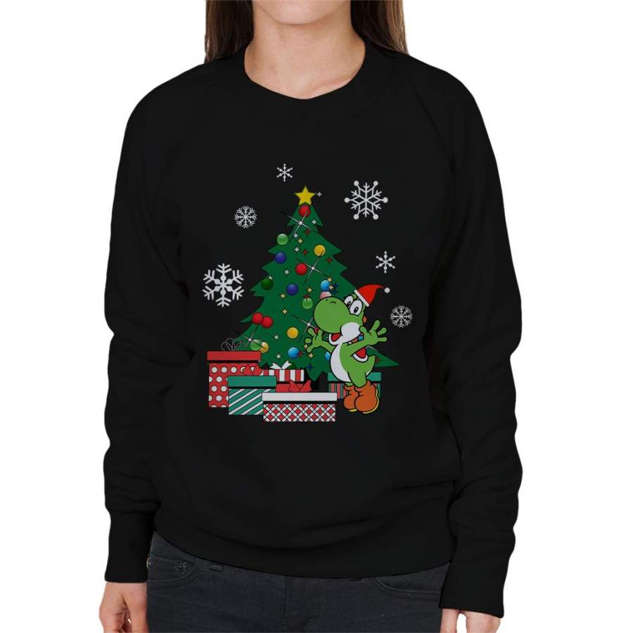 Yoshi Around The Christmas Tree Mario Women’s Sweatshirt