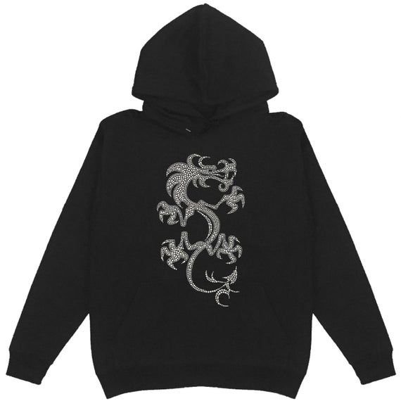 White Dragon Stud Women s Pullover Hoodie Plus Size Unisex Bling Bling Handmade Cute Animal 716