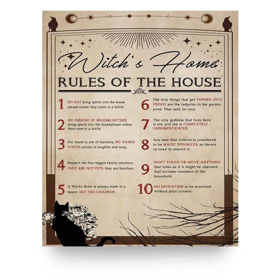 Witch’s Home Rules of The House Poster- Unique Home Decor