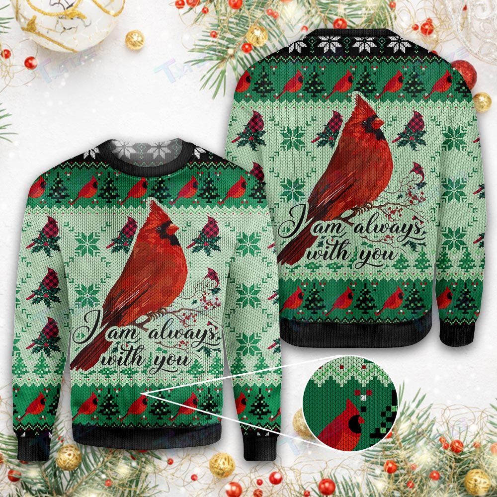 Cardinal I Am Always With You Ugly Sweater