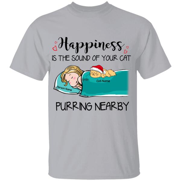 Happiness Is The Sound Of Your Cats Purring Nearby Personalized T-Shirt Ts-Nb632