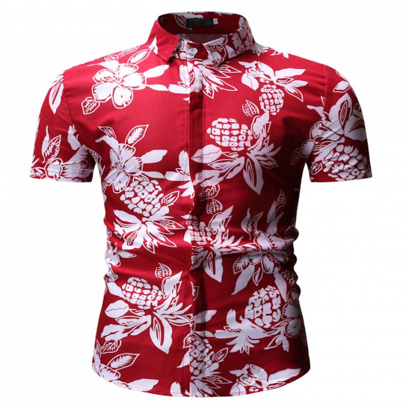 2019 Summer Style Men Shirt Palm Tree Print Beach Hawaiian Shirt Men Casual Short Sleeve Hawaii Shirt Chemise Homme