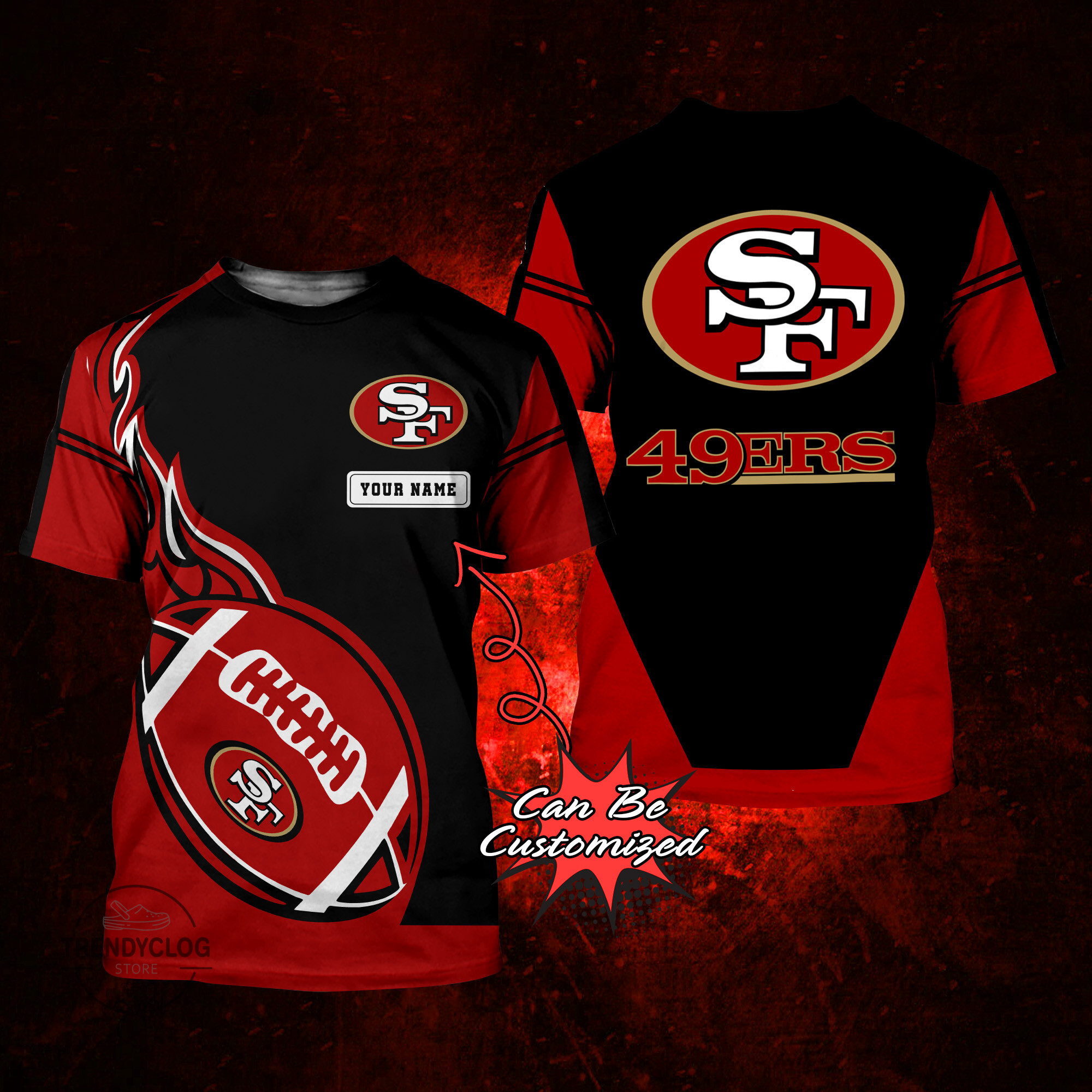 49Ers Shirt – Personalized Sf 49Ers Rugby Fire Football 3D All Over Print T-Shirt