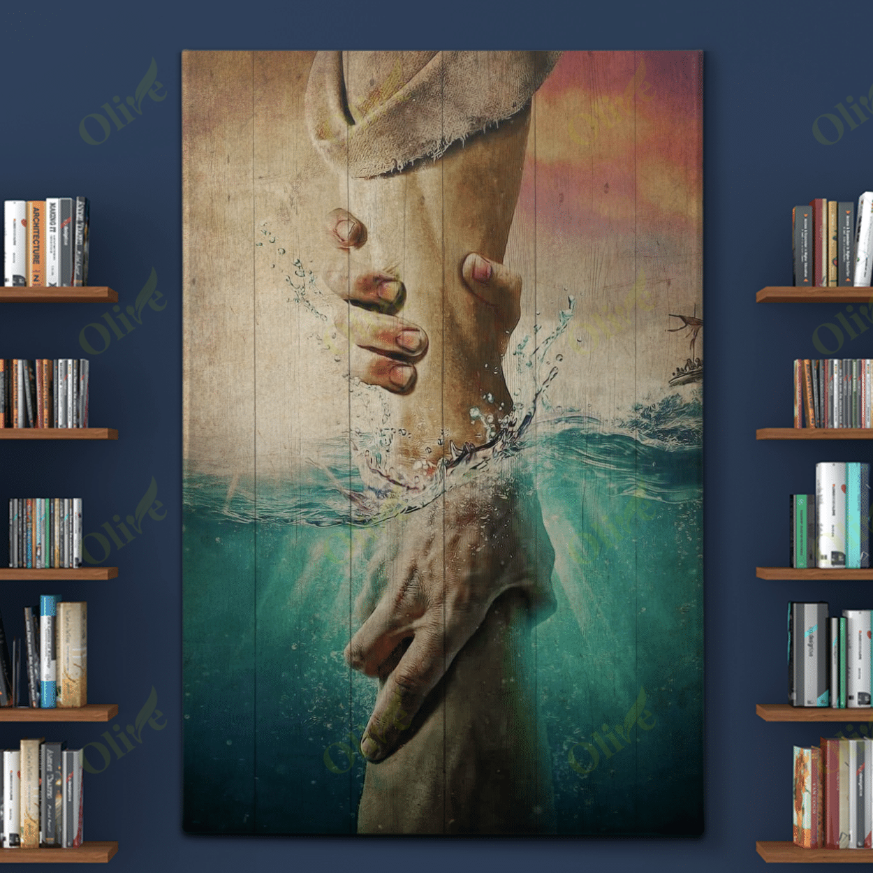 The Saving Hand Of God Poster – Strong Faith of Christian Canvas Home Decor Birthday Gifts For Man Son