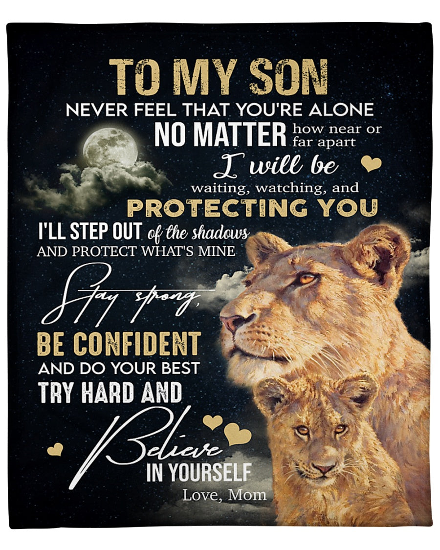 To My Son I Will Be Waiting Watching And Protecting You Fleece Blanket Gift For Family, Birthday, Son, Mother To Son Gift Home Decor Bedding Couch Sofa Soft And Comfy