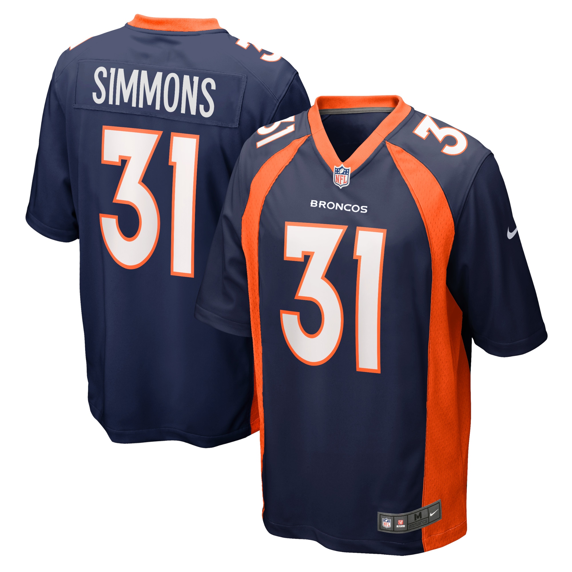 Men’s Denver Broncos Justin Simmons Navy Game Jersey