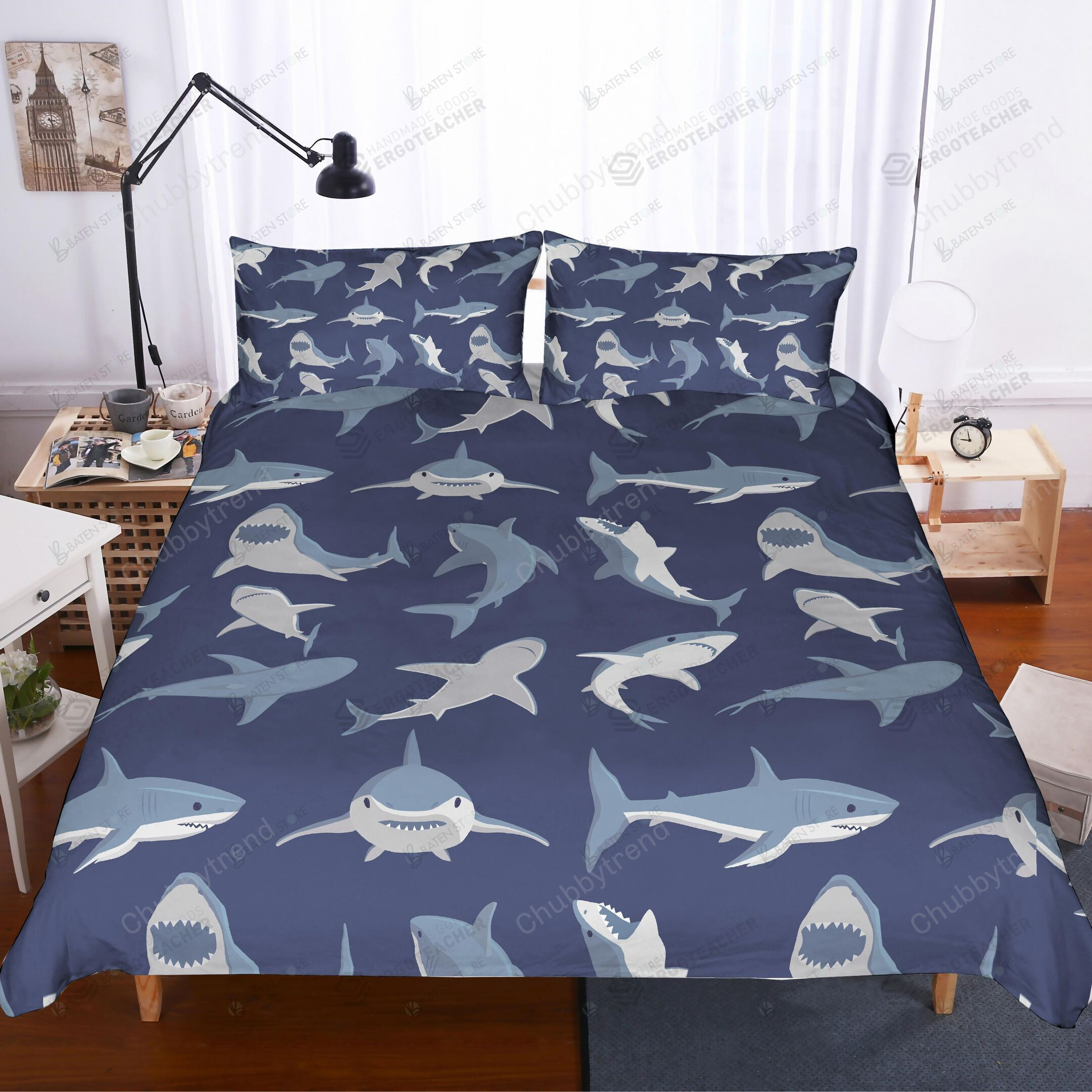 3D Shark Pattern Bed Sheets Duvet Cover Bedding Set Great Gifts For Birthday Christmas Thanksgiving