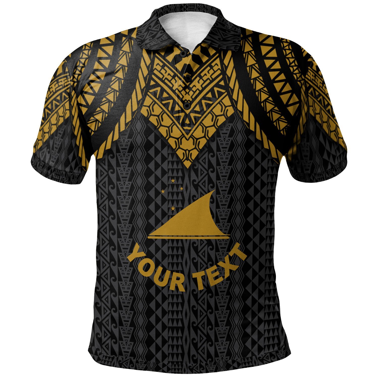 Tokelau Custom Personalised Polo Shirt – Polynesian Armor Style Gold – BN39