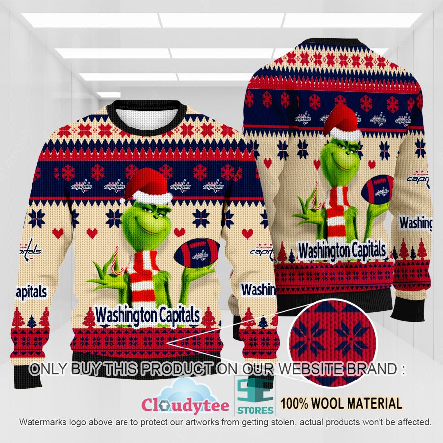 Washington Capitals The Grinch Gift For Fan Ugly Wool Sweater Christmas