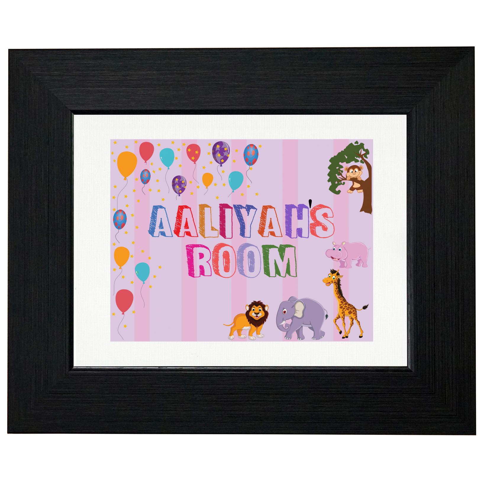 Aaliyah’s Room – Girl Birthday Gift – Balloons & Animals T-Shirt, Framed Print, Pillow, Golf Towel