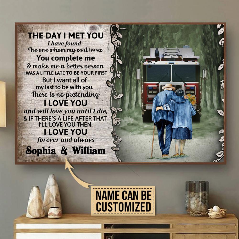 Aeticon Gifts Personalized Firefighter The Day I Met You Canvas Mom Dad Gift Home Decor