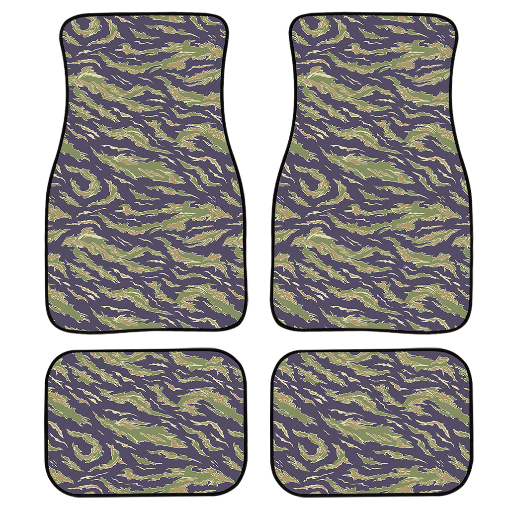 Military Tiger Stripe Camouflage Print Front And Back Car Floor Mats, Front Car Mat