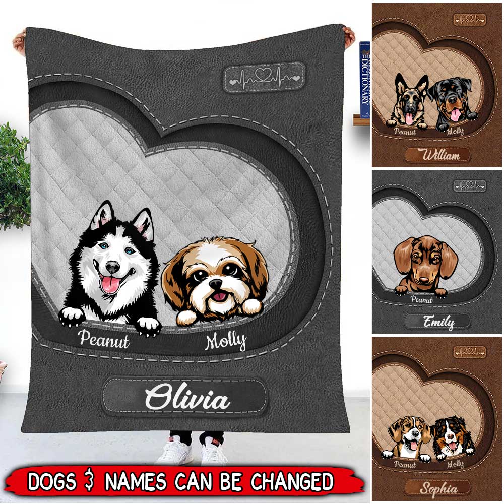 Personalized Dog Mom Puppy Pet Dogs Lover Texture Leather Blanket Nvl08Mar22Tt2 Tp