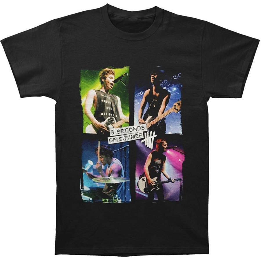 Fashion Men Printed T-shirt 5 Seconds of Summer Shirt Live Color 5SOS Shirt Men Cotton T Shirt