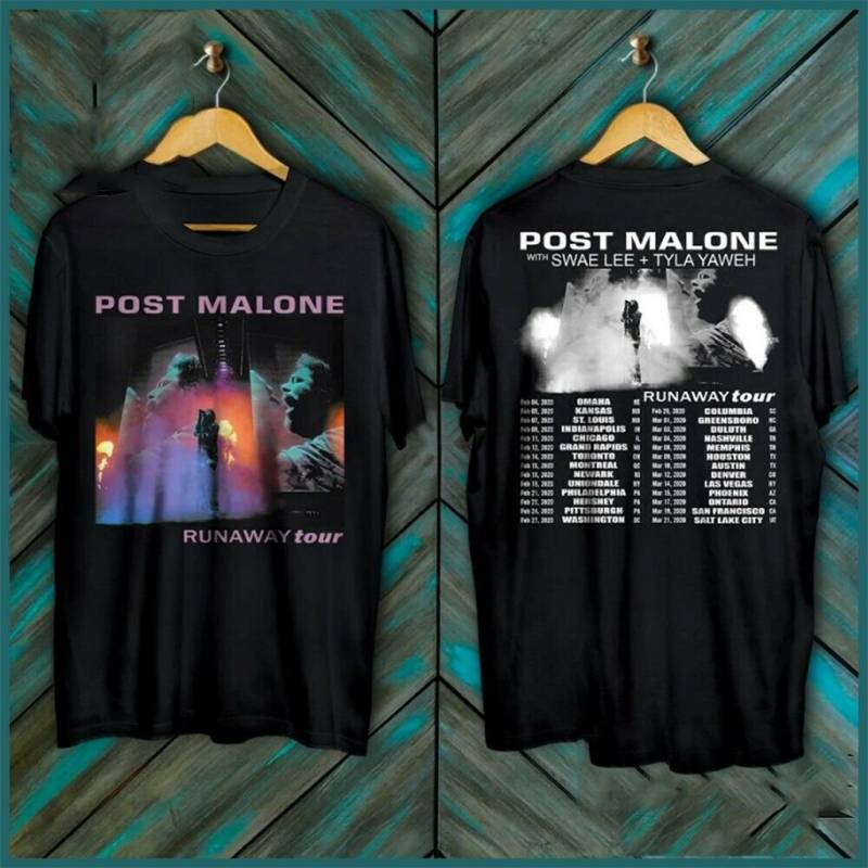 Freeship Post Malone T-shirt Runaway Tour 2020 Second Leg Black Unisex New