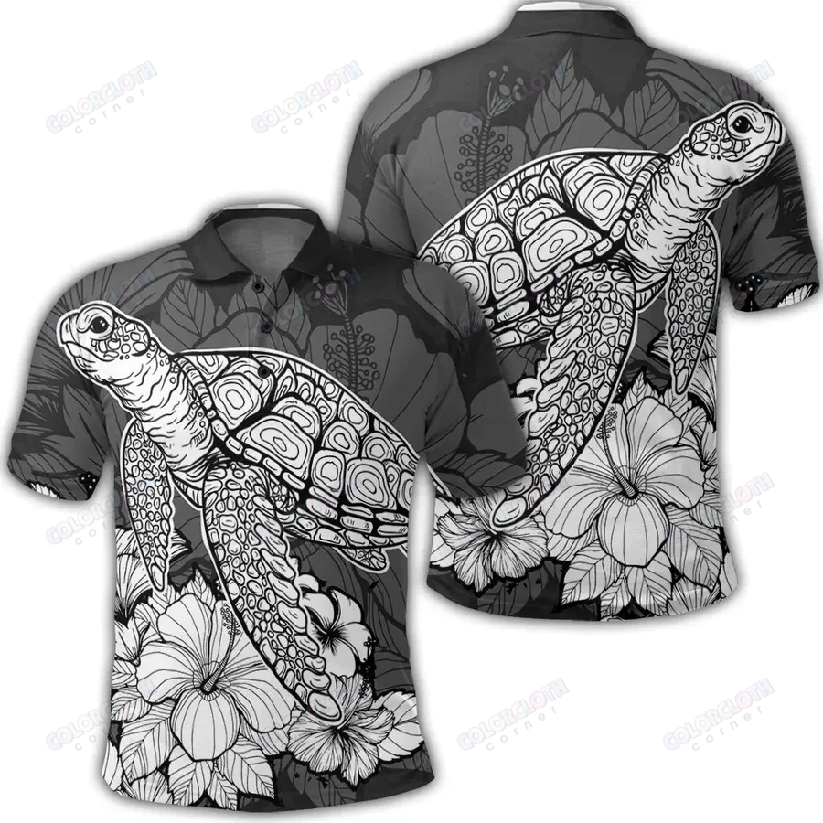 Hawaii Sample Turtle Plumeria Polo Shirt Ha64517