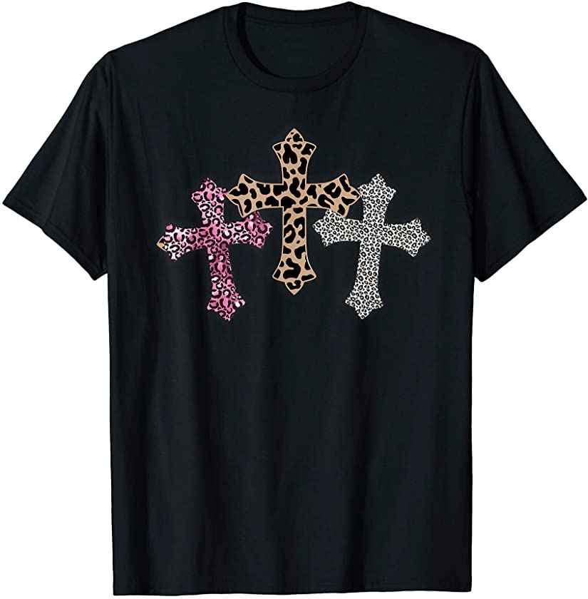 Christian Crosses Leopard Cross Jesus God Easter Risen Mom T-Shirt