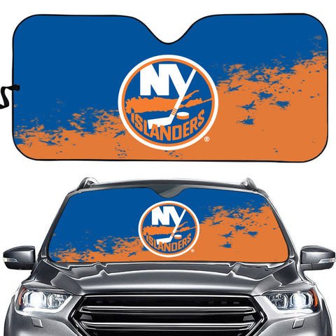 New York Islanders Logo Pattern Car Sun Shade 3D Printed In Blue & Orange