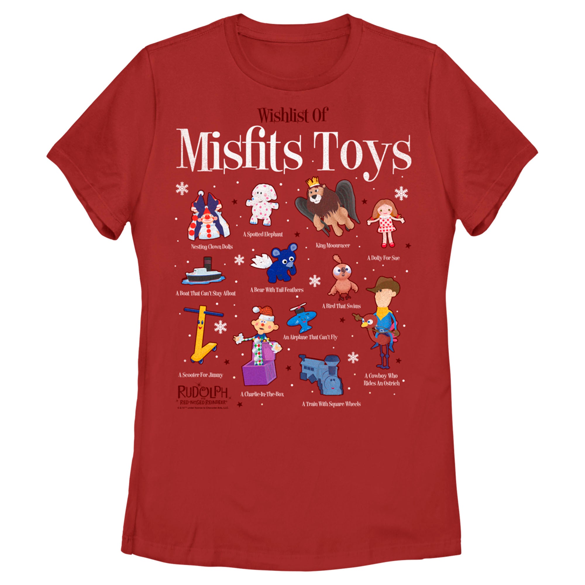 Rudolph The Red-Nosed Reindeer Women’S Wishlist Of Misfit Toys  T-Shirt