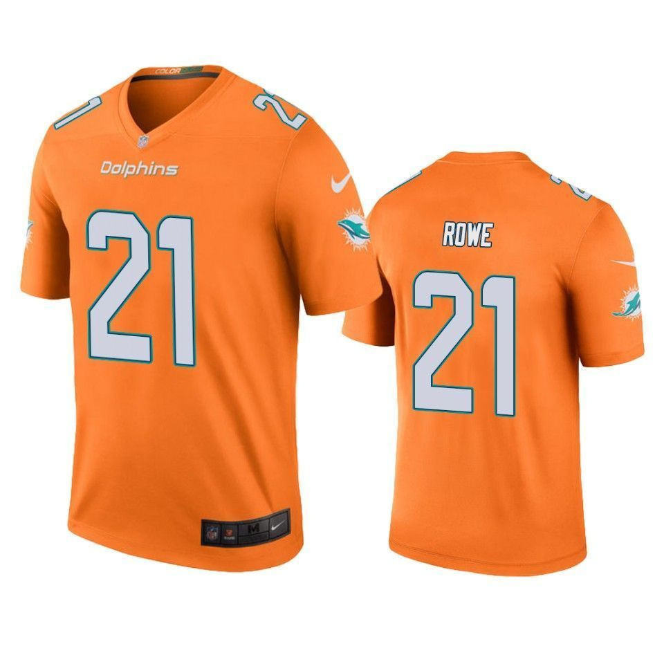 Miami Dolphins Eric Rowe Orange Color Rush Legend 3D Jersey