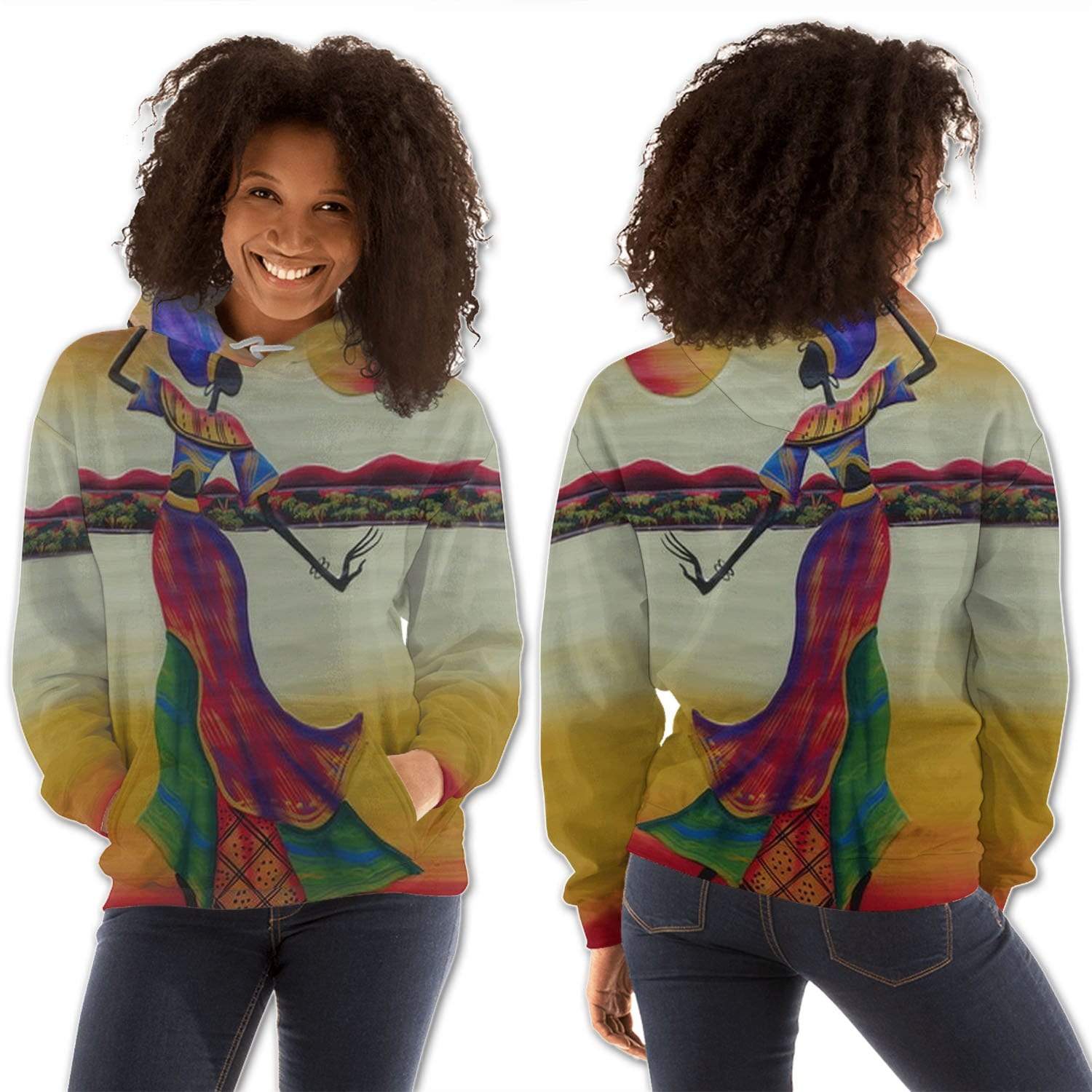 African American Hoodies Cute Girl With Afro Beautiful African Inspired African Woman Modern Afrocentric Clothing