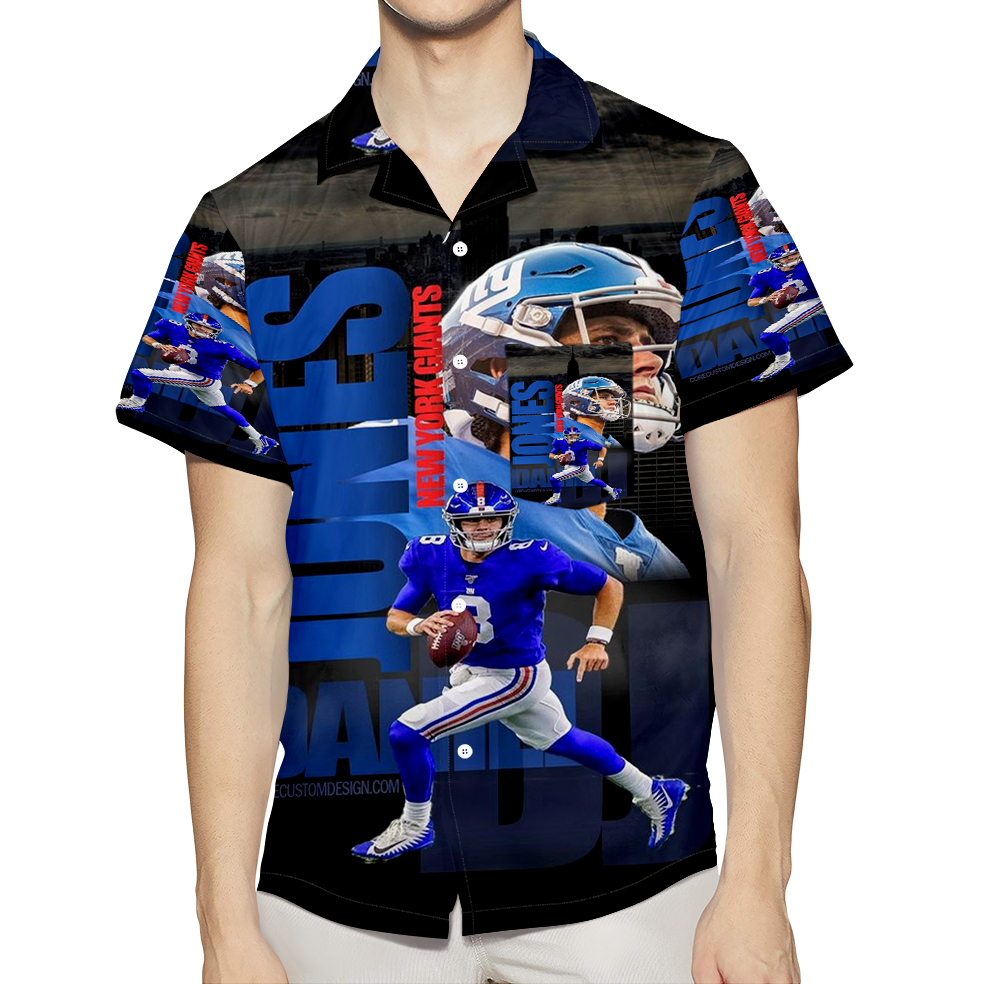 New York Giants Daniel Jones2 3D All Over Print Summer Beach Hawaiian Shirt With Pocket