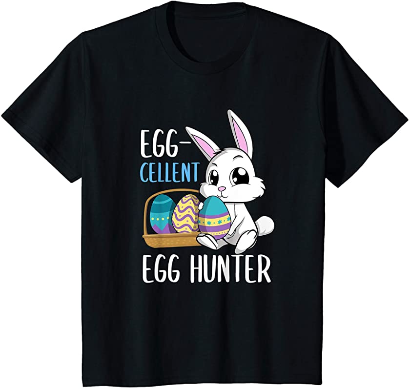 Kids Egg-Cellent Egg Hunter Cute Rabbit Toddler Boy Easter Bunny T-Shirt