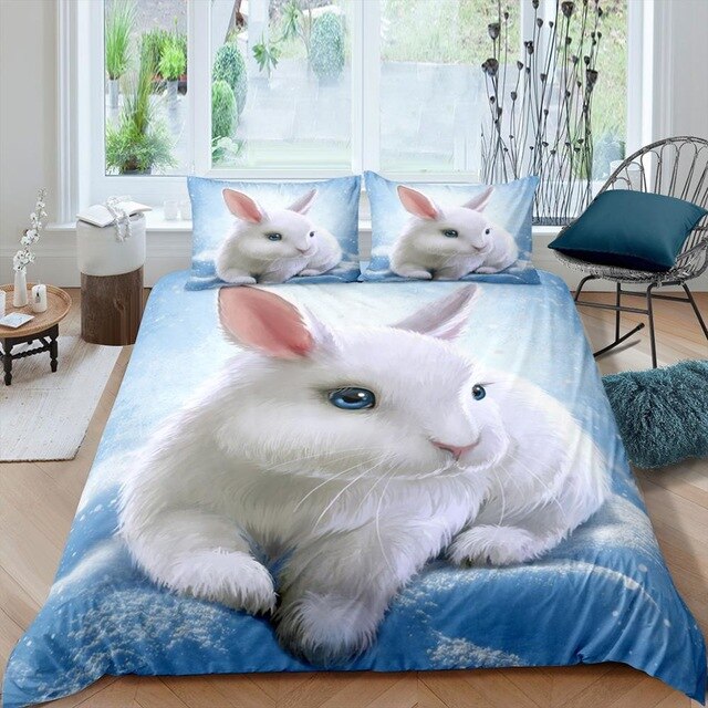 Rabbit Design Bedding Set Queen King 3D Cute Printed Duvet Cover Bedclothes Home Textiles Luxury High Quality Bedspread