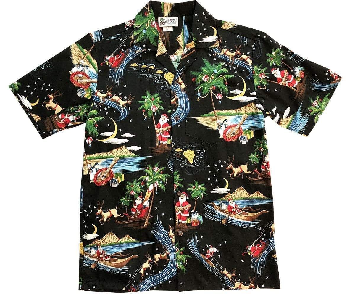 Check Out This Awesome Merry Christmas Santa Claus Black Hawaii Aloha Shirts Ha769