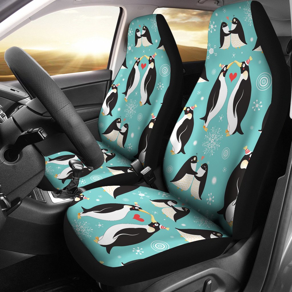 Penguin Love Print Car Seat Covers