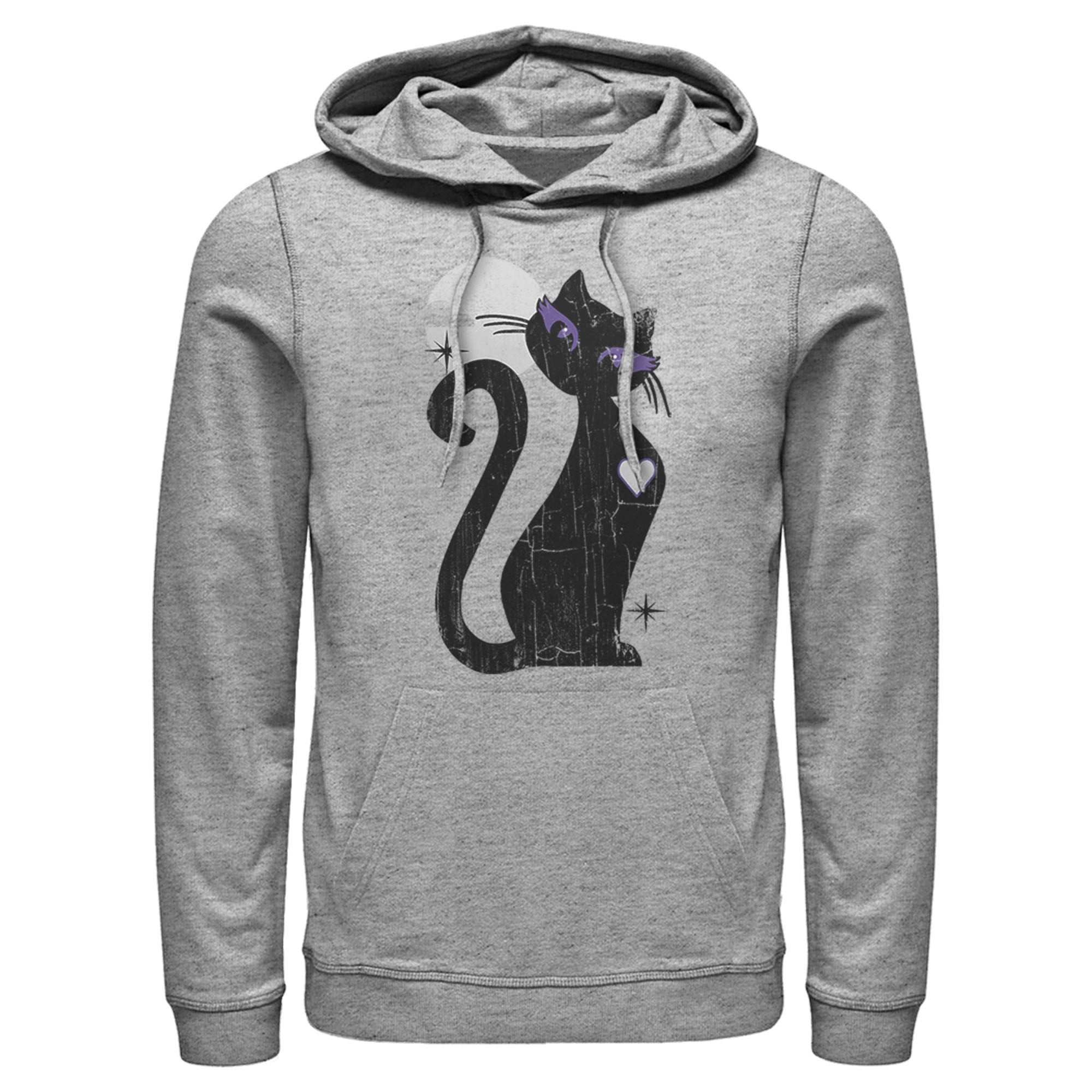 Lost Gods Men’S Halloween Full Moon Black Cat Heart  Pull Over Hoodie