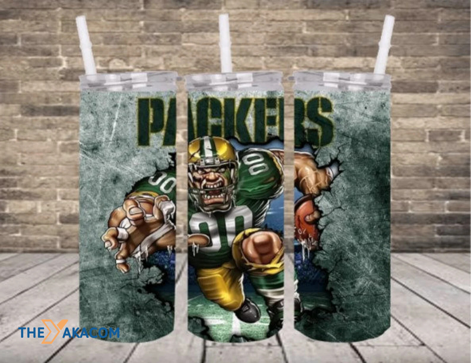 Strong Player Competing Green Scratch Background Green Bay Packers Tumbler