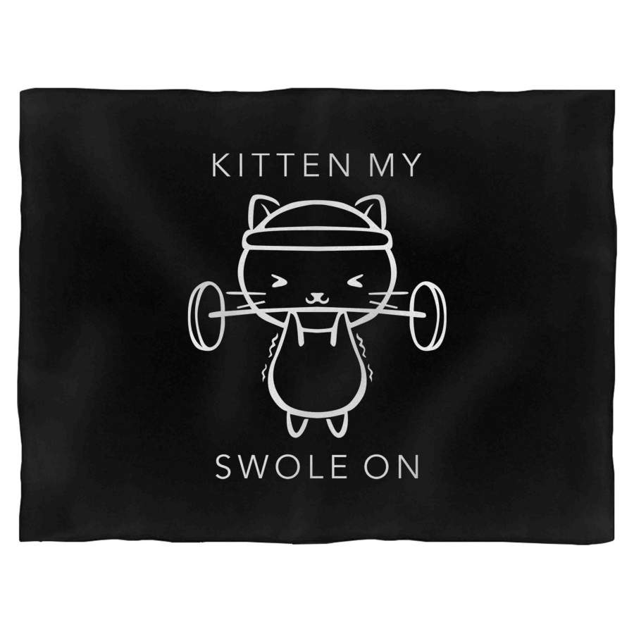 Kitten My Swole On Cat Lovers Cute Cat Blanket