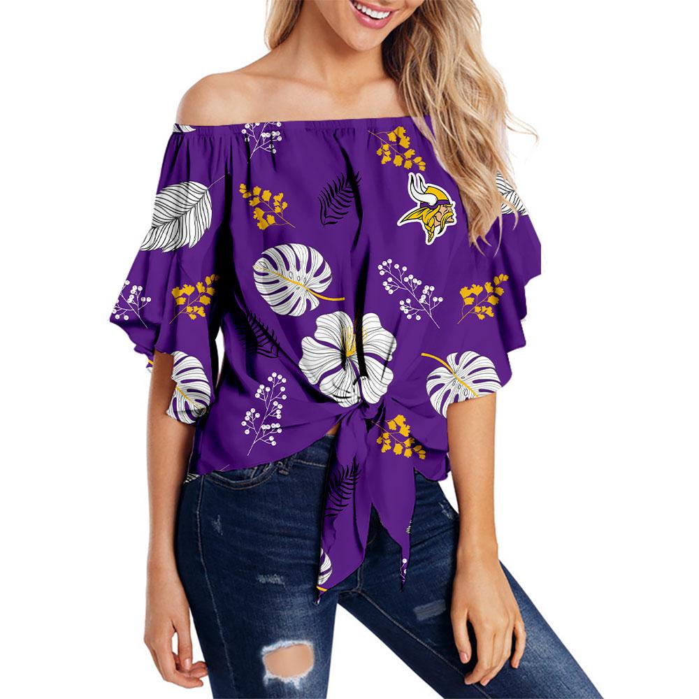 Minnesota Vikings Women Smart Floral Strapless Shirt