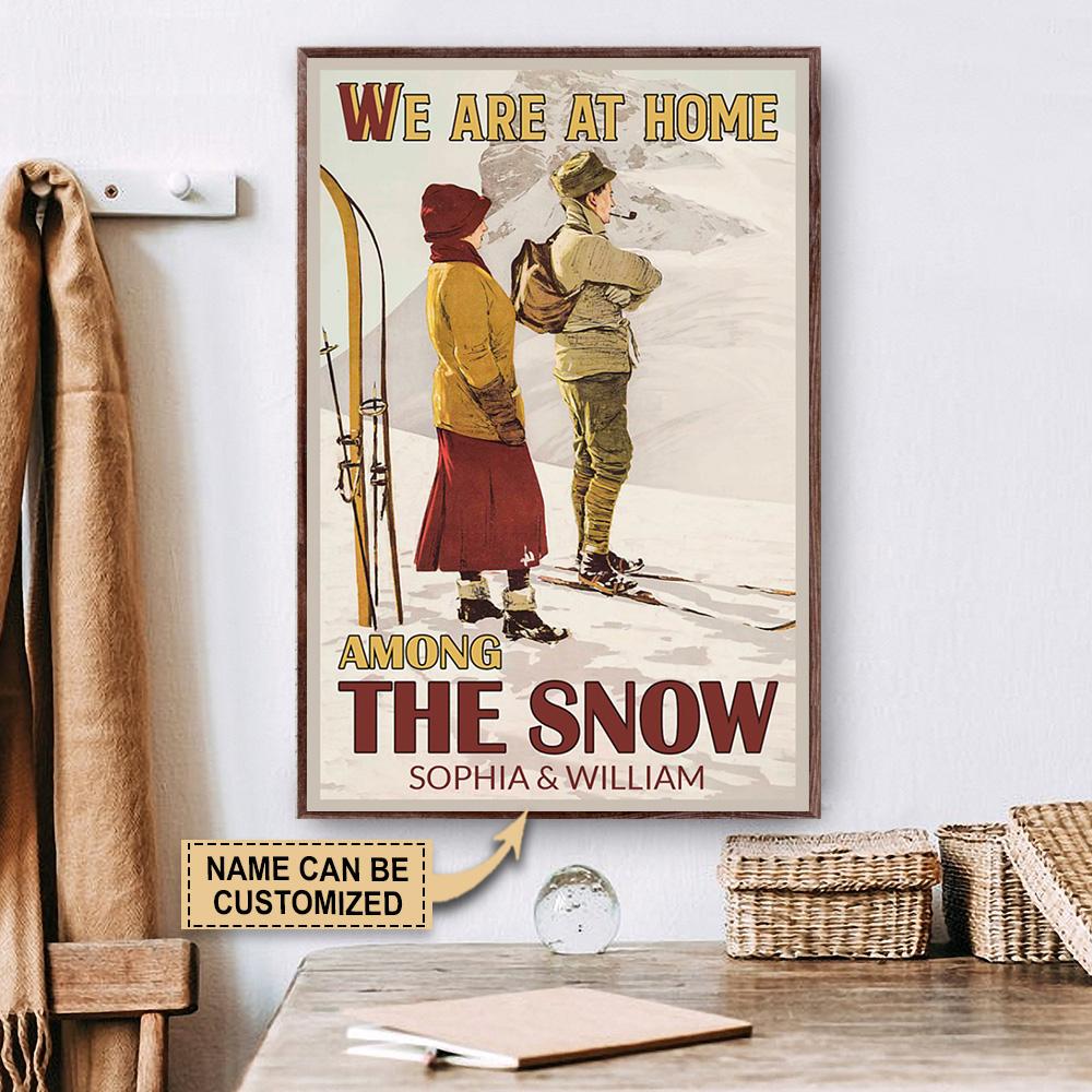 Personalized Canvas, Custom Canvas Prints Skiing Couple Retro We Are At Home Poster Print, Canvas Poster Wall Art, Canvas Print Wall Decor