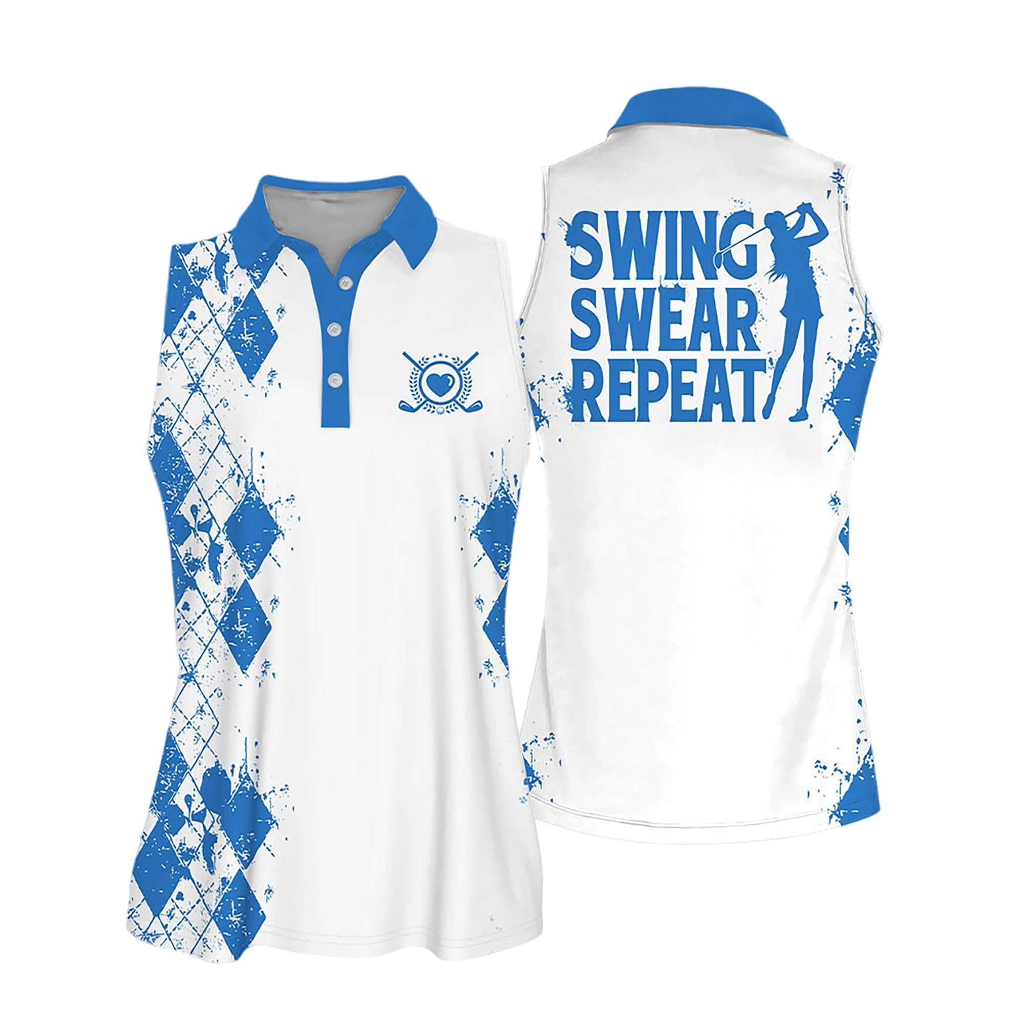 Sleeveless Women Polo Shirt For Ladies Swing Swear Drink Repeat Shirt Love Golf Shirt