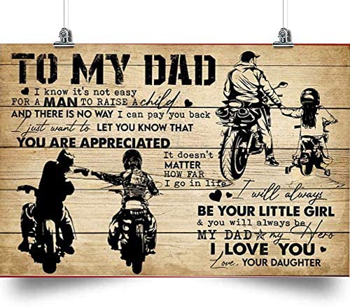 to My Dad Horizontal Poster-I Love You-Daughter to Dad-Home Decoration Poster, Wall Poster, Home and Room Decoration, Gifts for Father, Souvenirs.