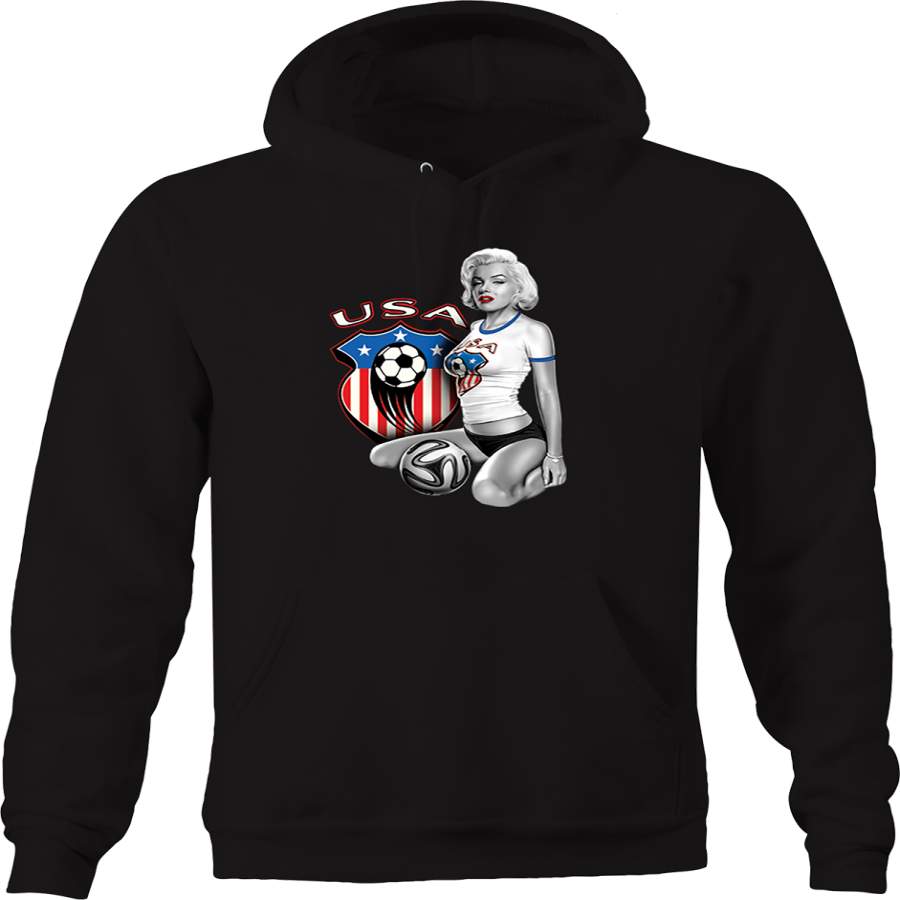 Marilyn Monroe Sexy USA Womens Soccer Player Score Goal Sports Hoodie